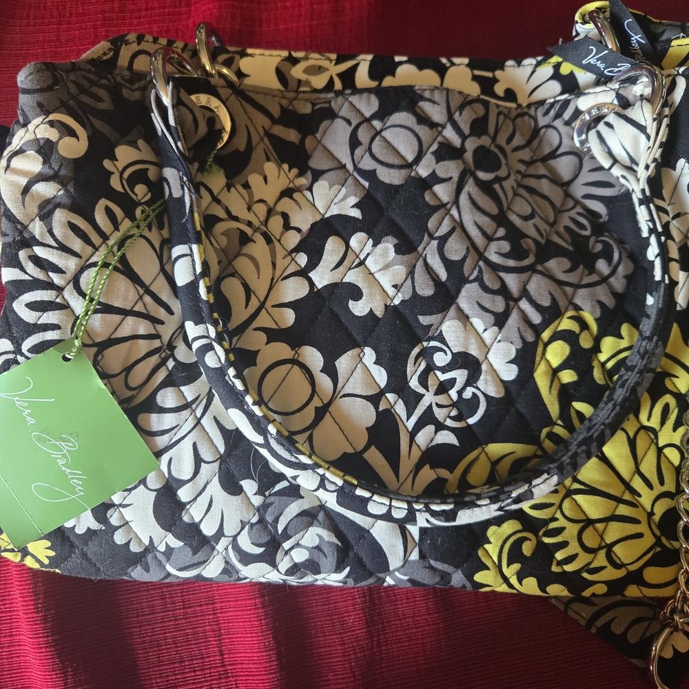 Vera Bradley Black and Yellow Floral Cross Body Or Shoulder Bag